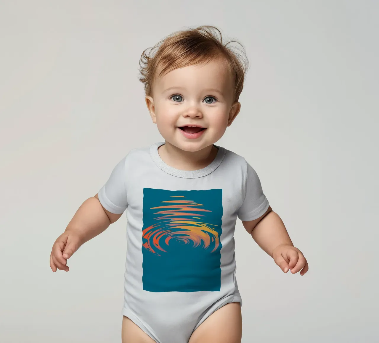 Abstraktes dynamisches buntes kreisförmiges Wellen Muster Kurzarm Babybody von Something for you