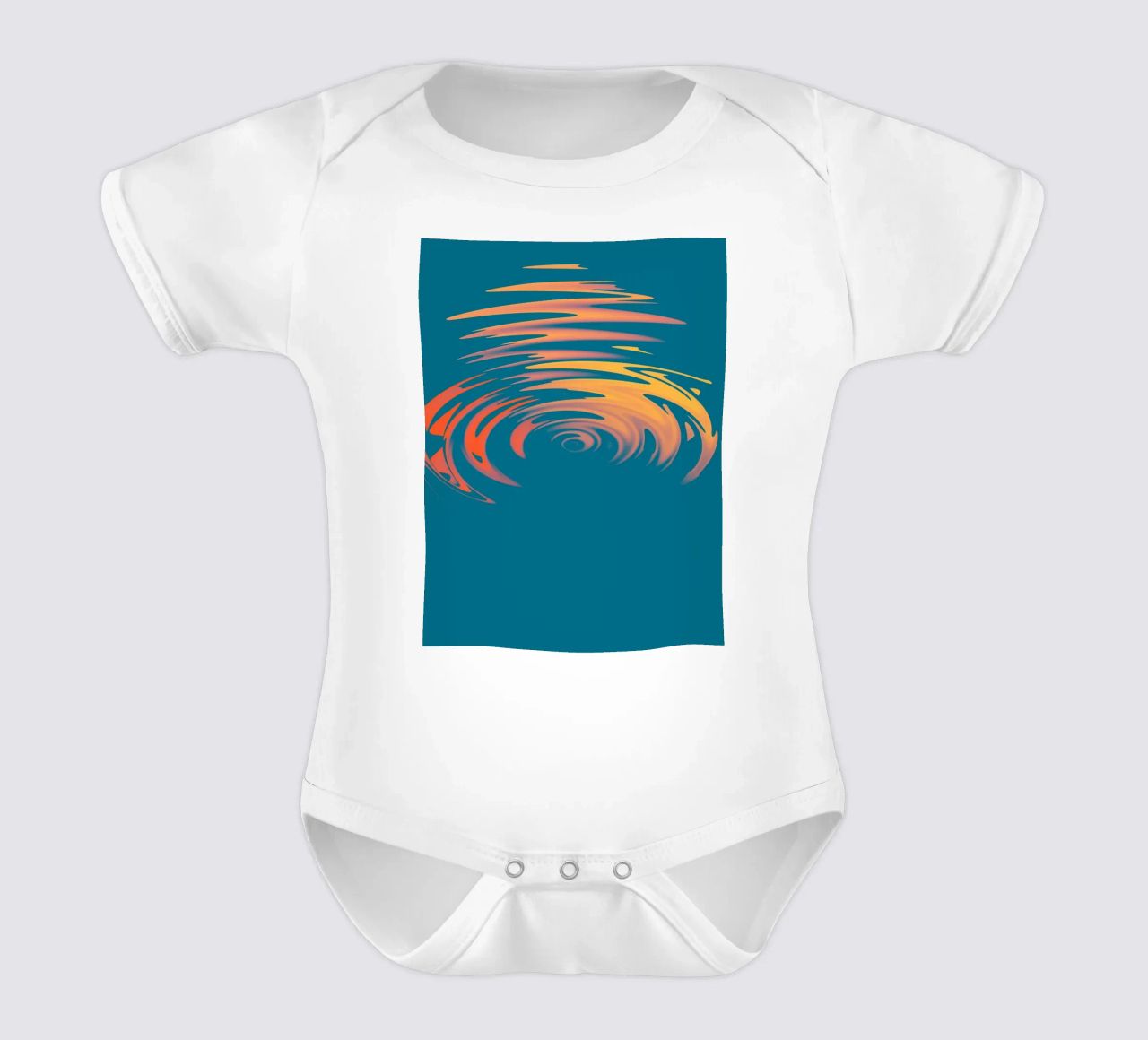 Abstract dynamic colourful circular wave pattern short-sleeve baby romper by Something for you