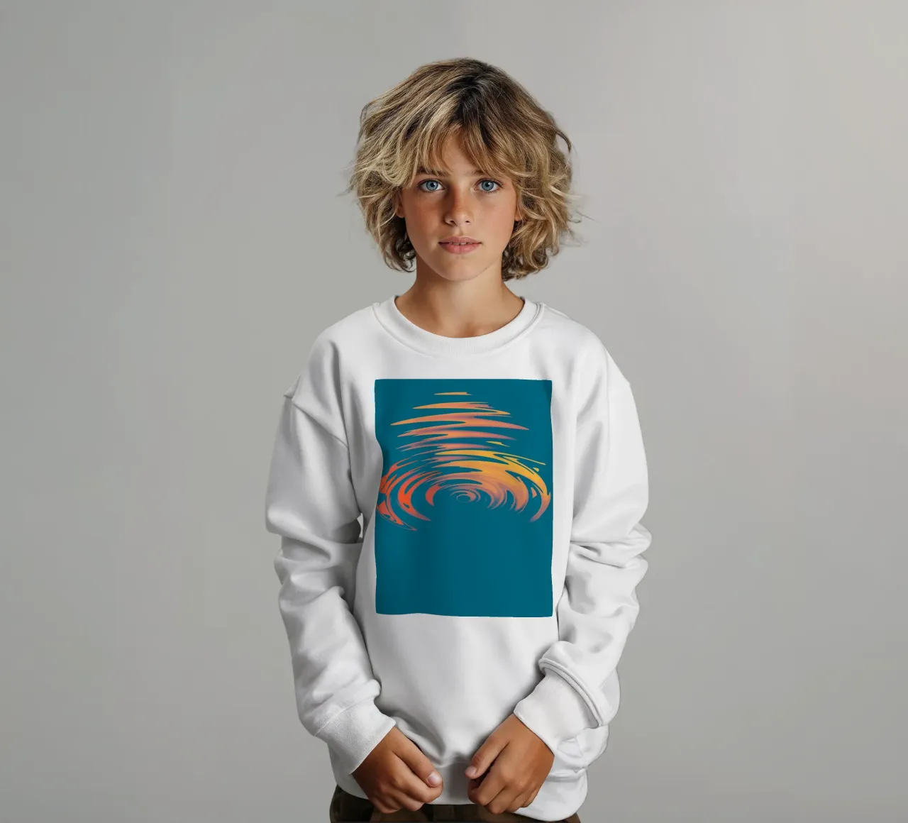 Abstract dynamic colourful circular wave pattern kids sweatshirt by Something for you