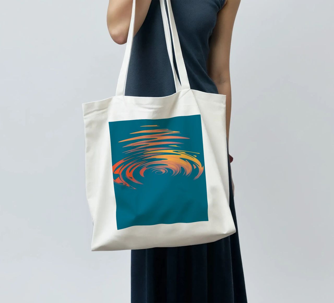Abstract dynamic colourful circular wave pattern tote bag by Something for you