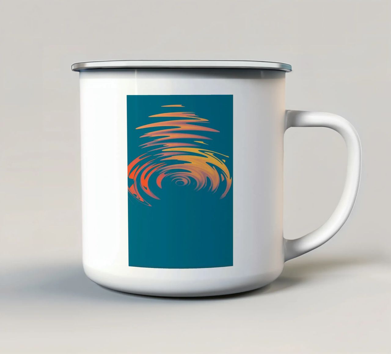 Abstract dynamic colourful circular wave pattern enamel mug by Something for you