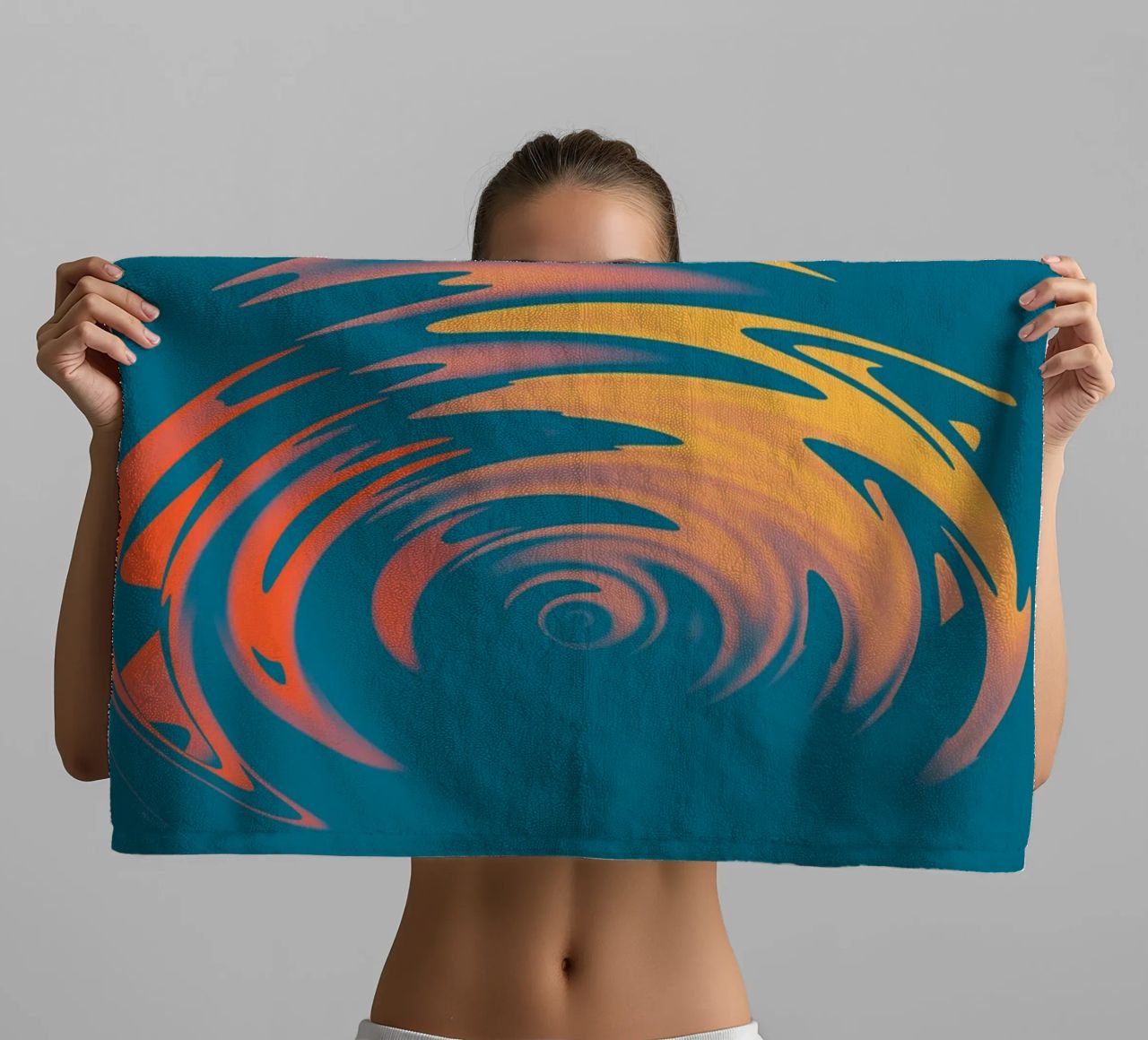 Abstract dynamic colourful circular wave pattern towel by Something for you
