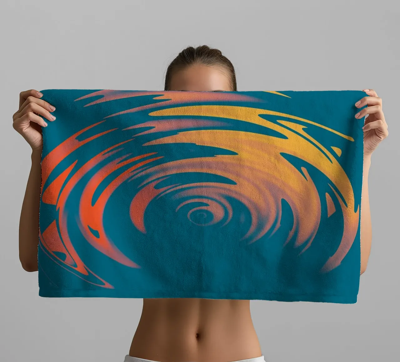 Abstract dynamic colourful circular wave pattern towel by Something for you