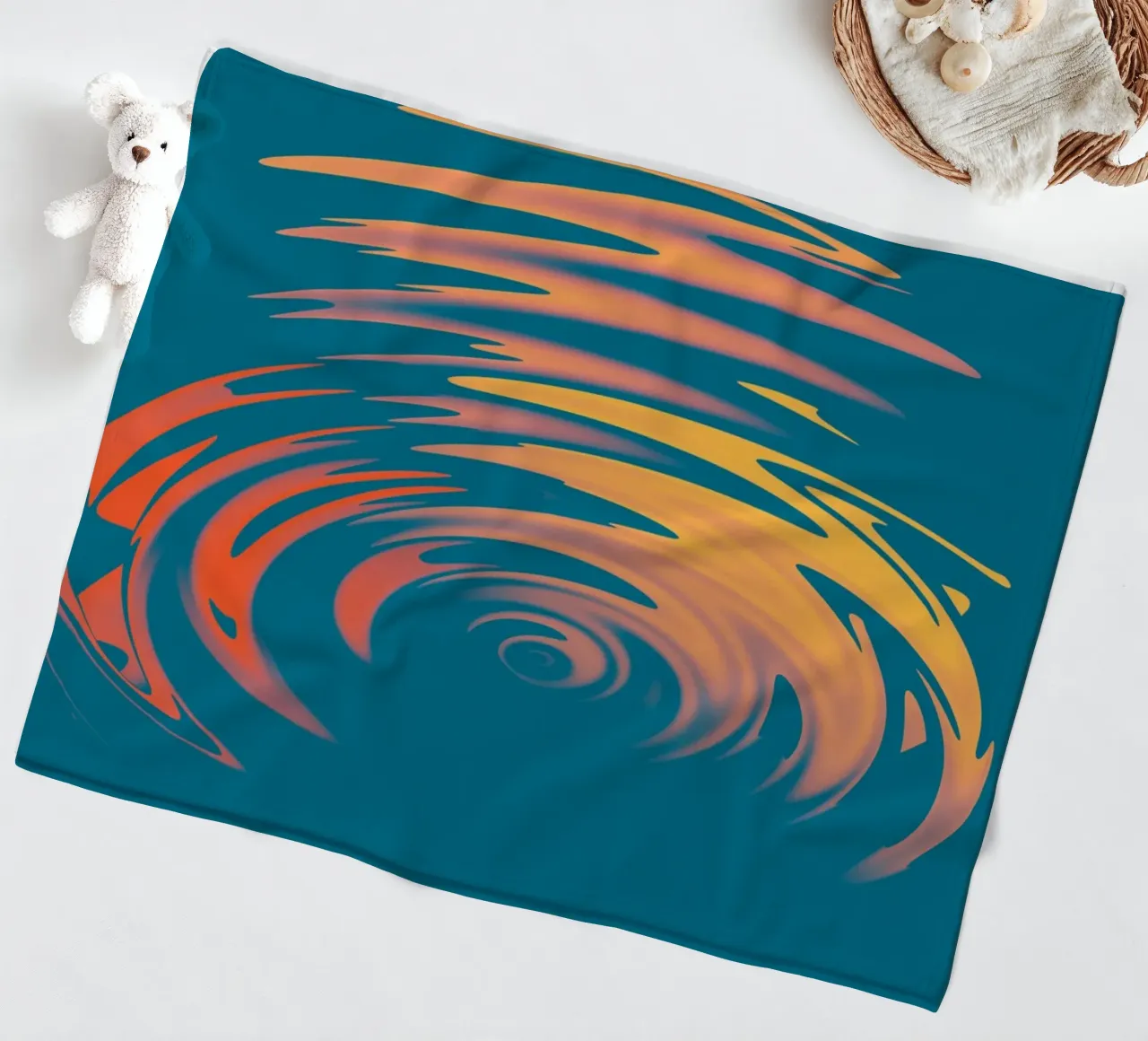 Abstract dynamic colourful circular wave pattern fleece blanket by Something for you