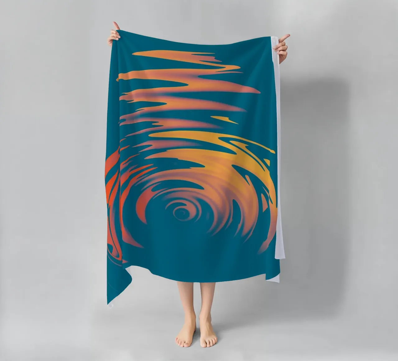 Motif dynamique abstrait d'ondes circulaires colorées serviette de plage de Something for you