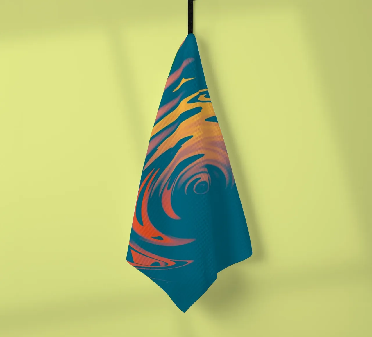 Motif dynamique abstrait d'ondes circulaires colorées torchon de Something for you