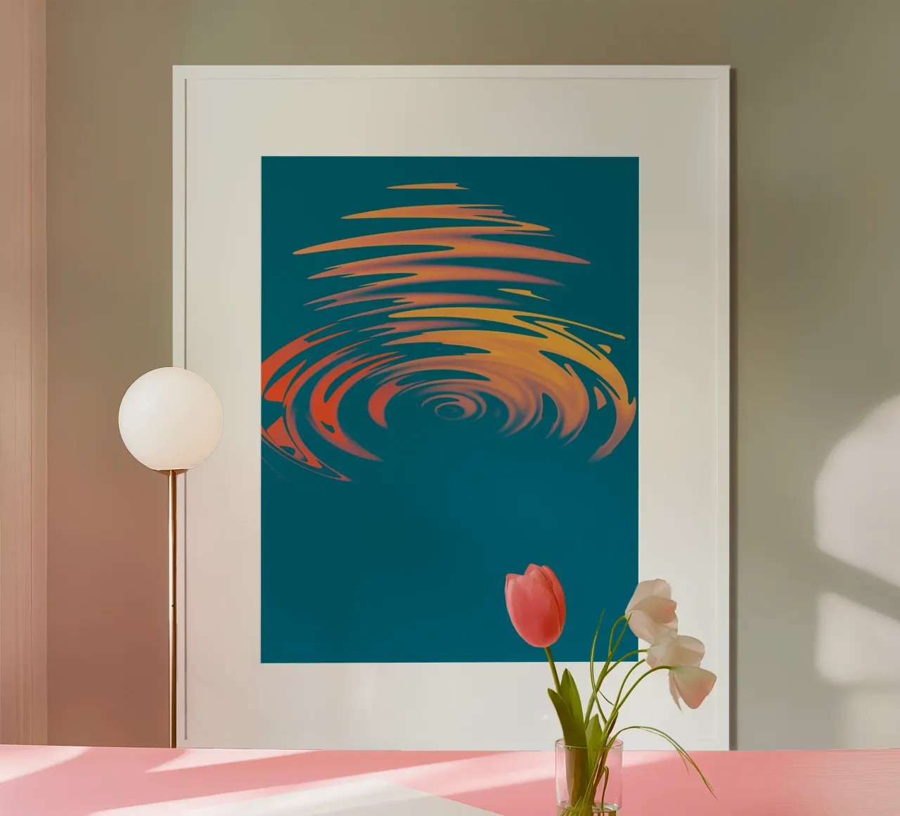 Motif dynamique abstrait d'ondes circulaires colorées poster de Something for you