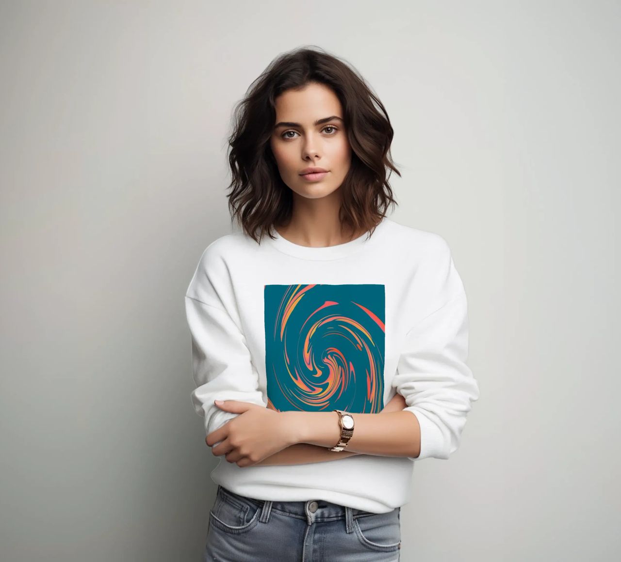 Abstract colourful dynamic circular pattern sweatshirt by Something for you