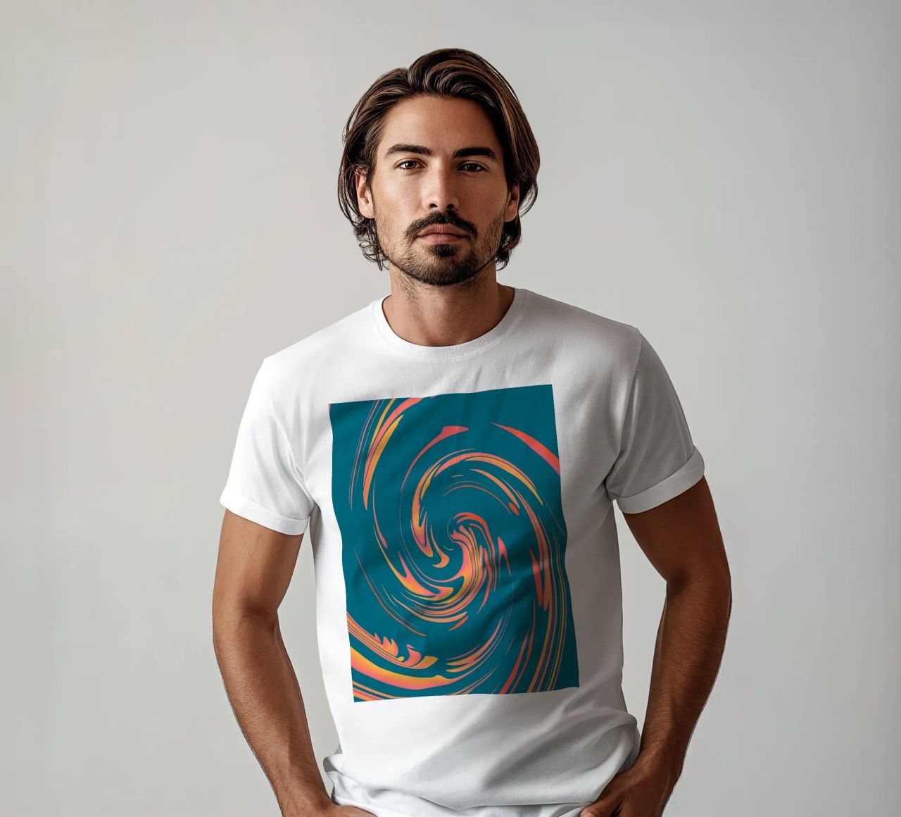 Abstract colourful dynamic circular pattern t-shirt by Something for you