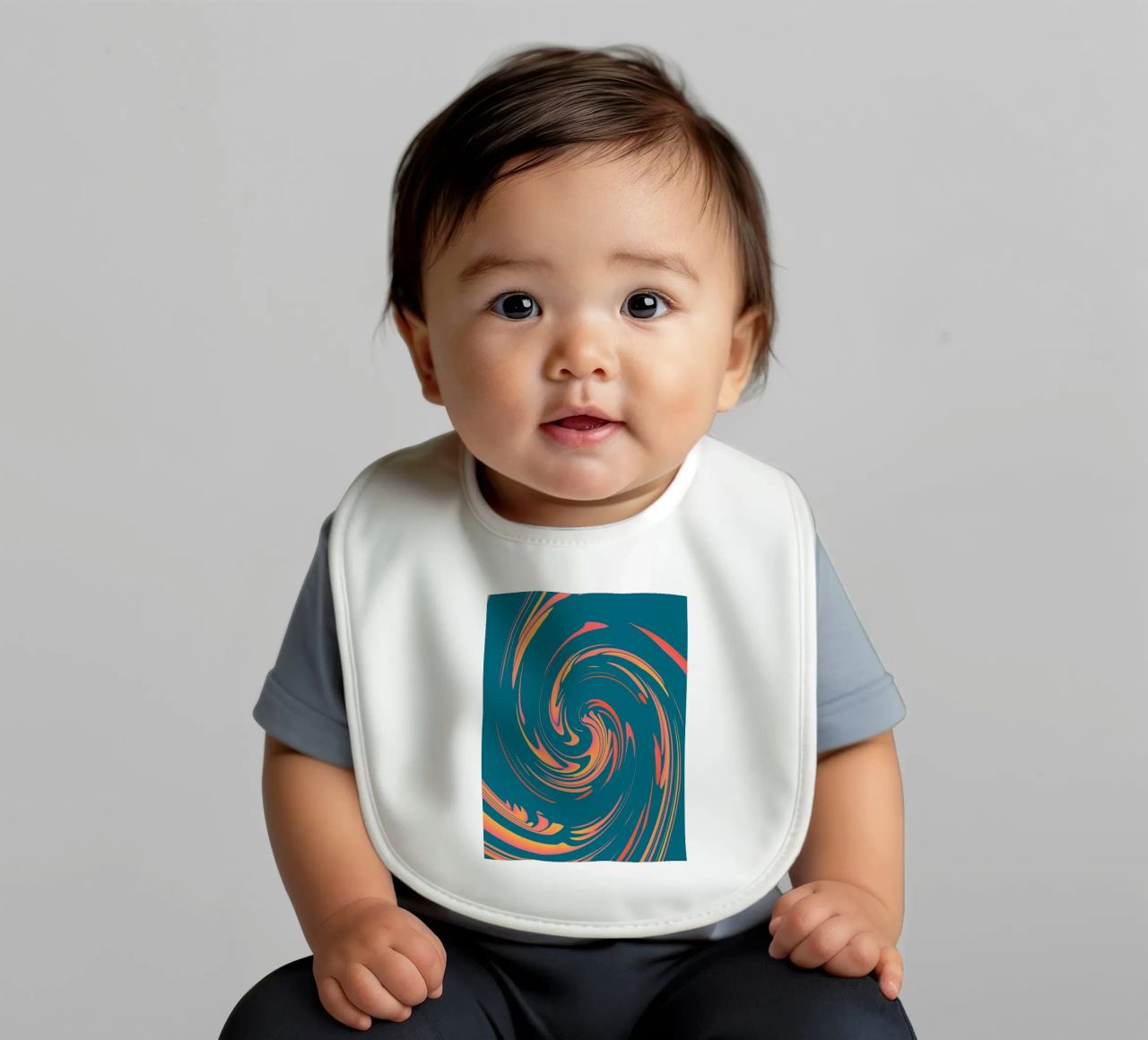 Abstract colourful dynamic circular pattern baby bib by Something for you