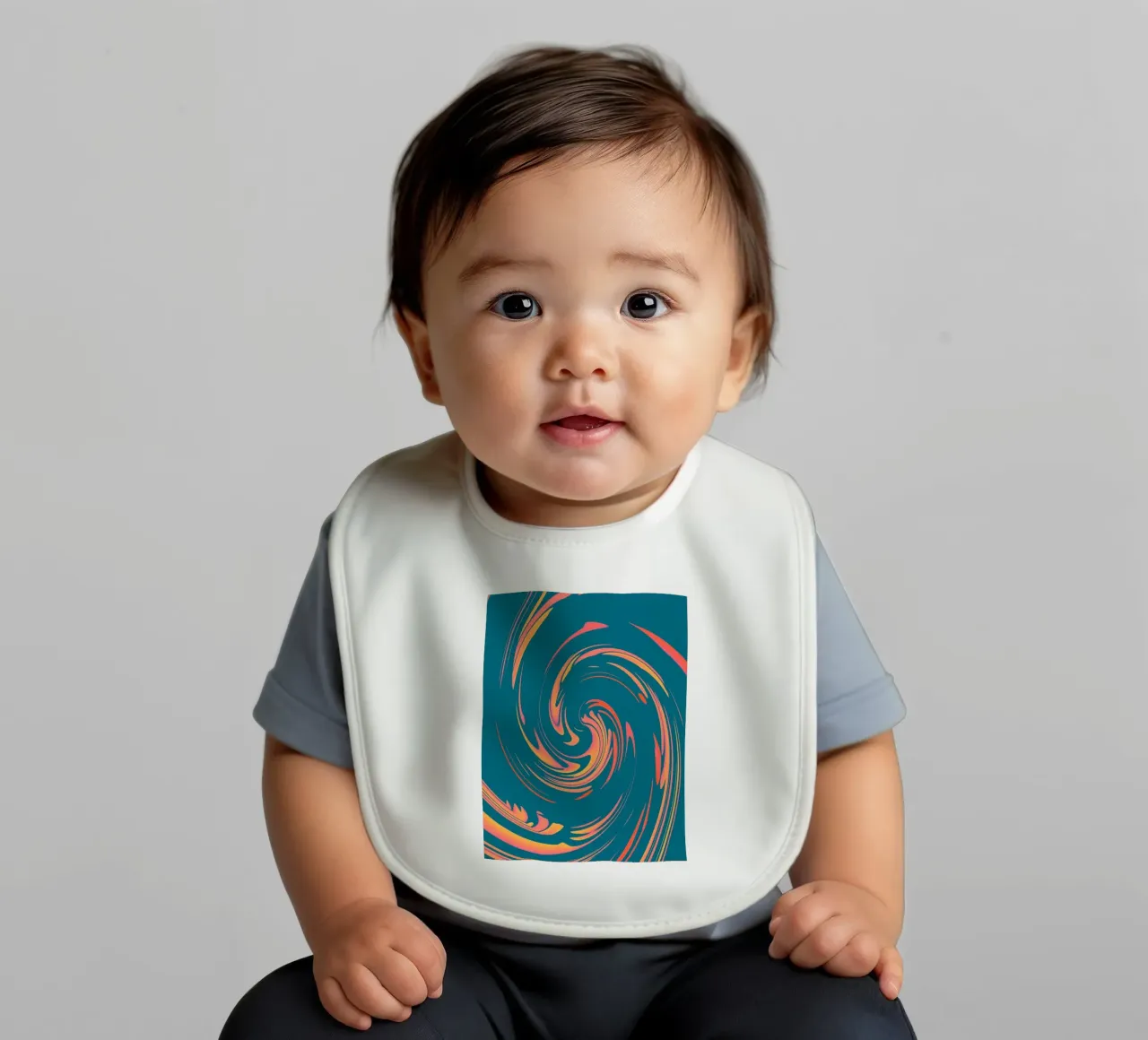 Abstract colourful dynamic circular pattern baby bib by Something for you