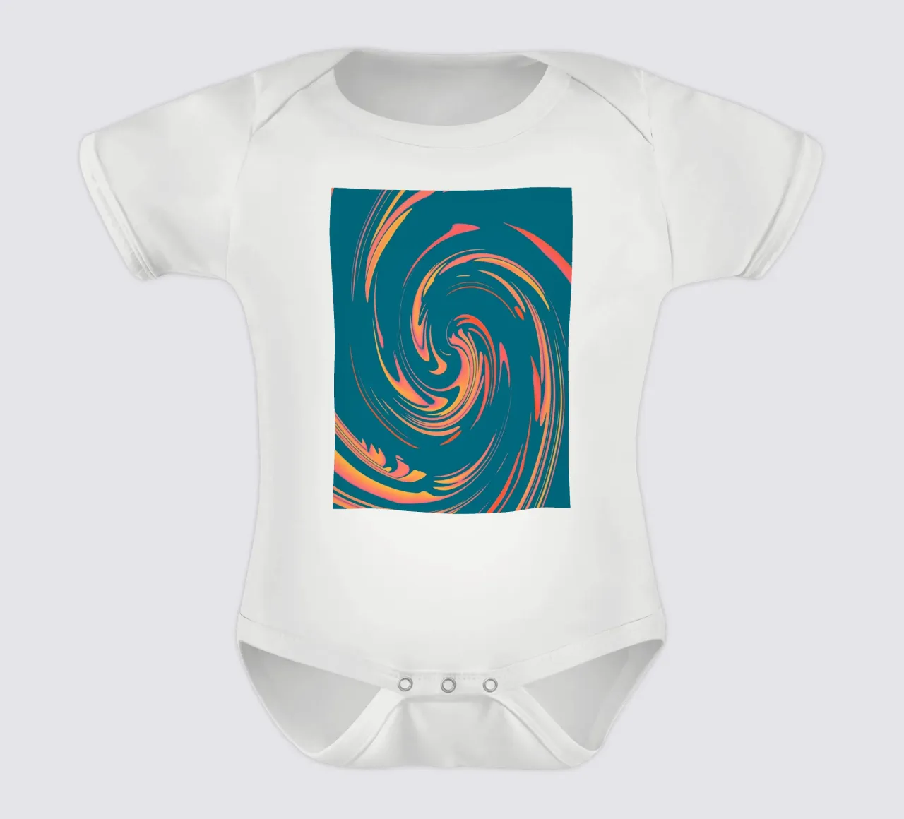Abstract colourful dynamic circular pattern short-sleeve baby romper by Something for you