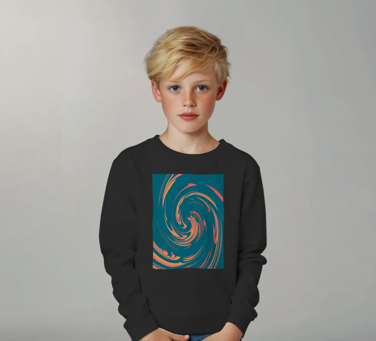 Abstraktes buntes dynamisches kreisförmiges Muster Kinder Sweatshirt von Something for you