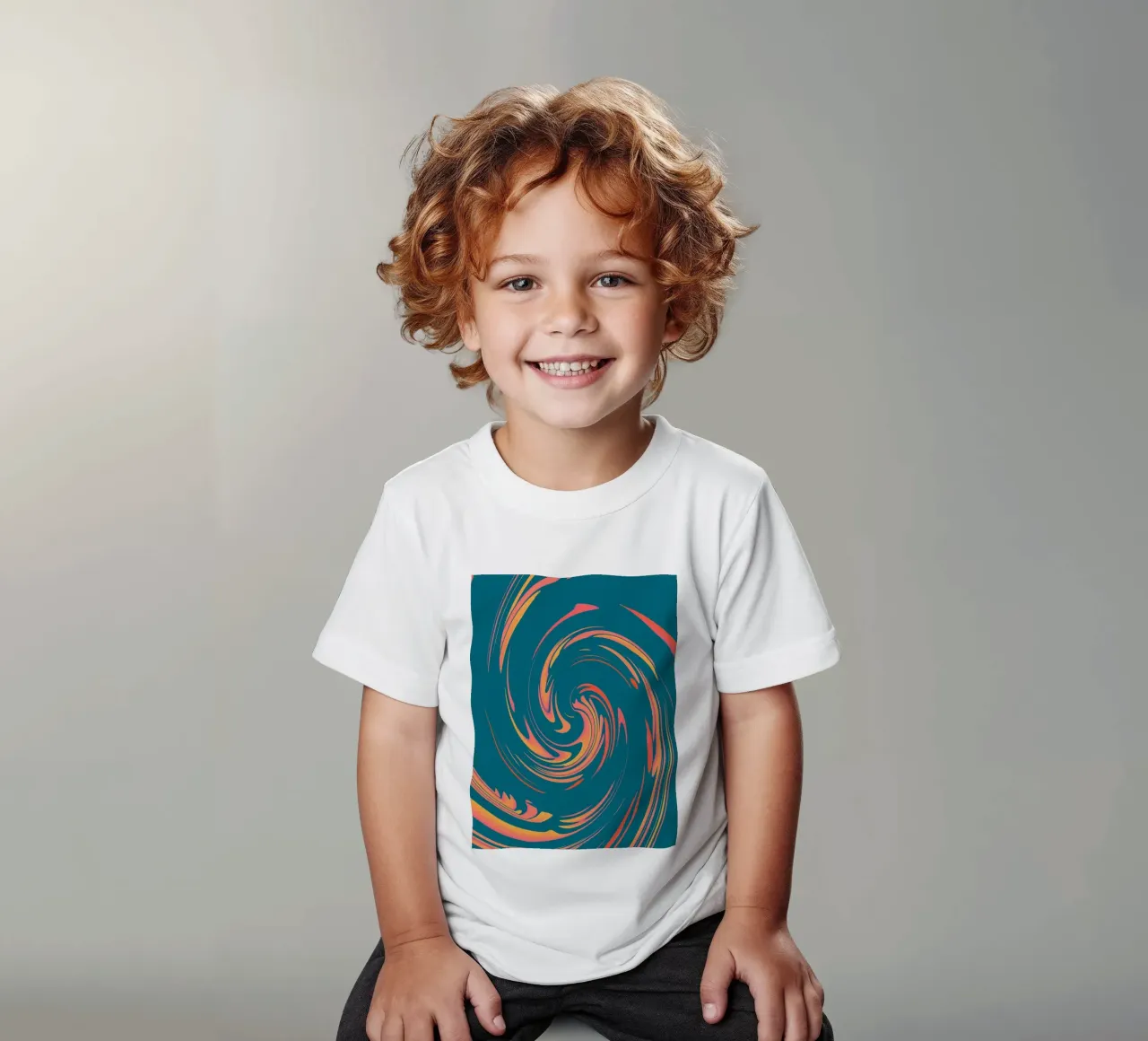 Abstract colourful dynamic circular pattern kids t-shirt by Something for you