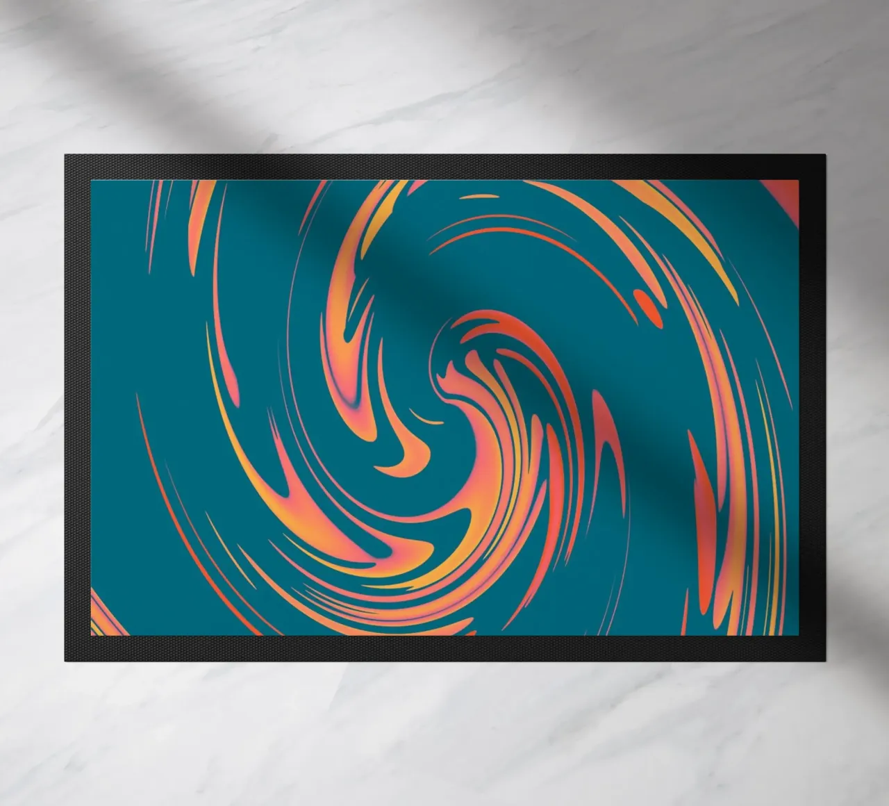 Disegno circolare astratto colorato e dinamico zerbino da Something for you