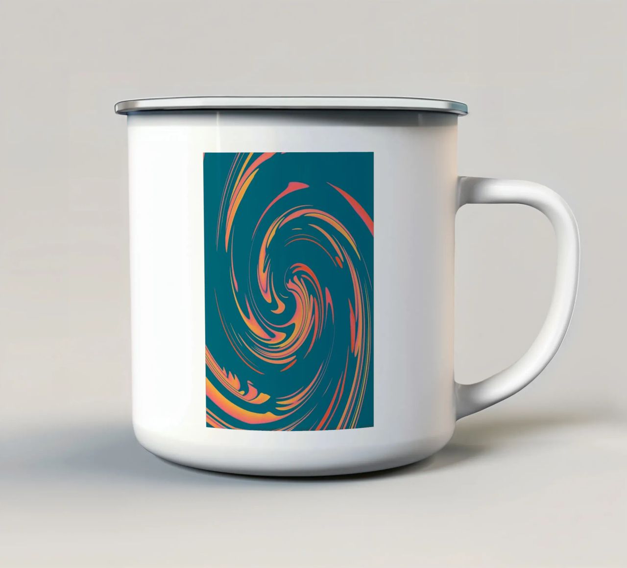 Abstract colourful dynamic circular pattern enamel mug by Something for you