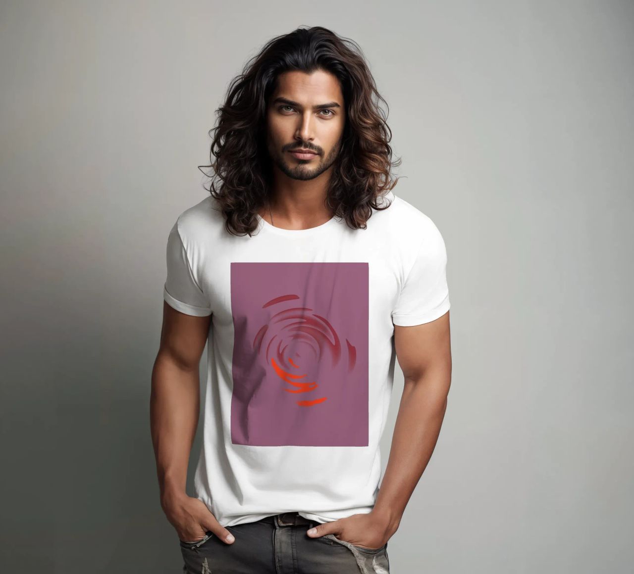 Abstract dynamic pink round circle pattern t-shirt by Something for you