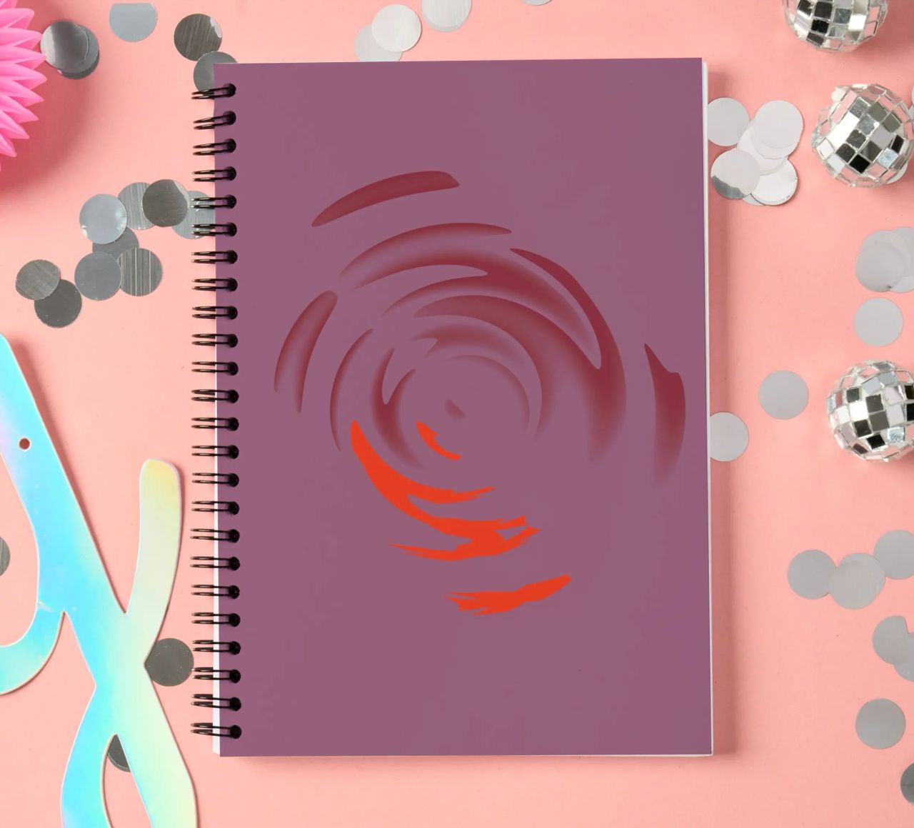Modello di cerchio rotondo rosa dinamico astratto diario ad anelli da Something for you