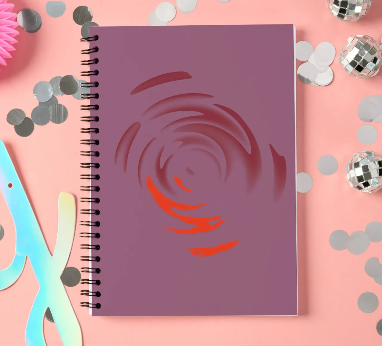Motif abstrait rose dynamique en forme de cercle carnet à spirale de Something for you