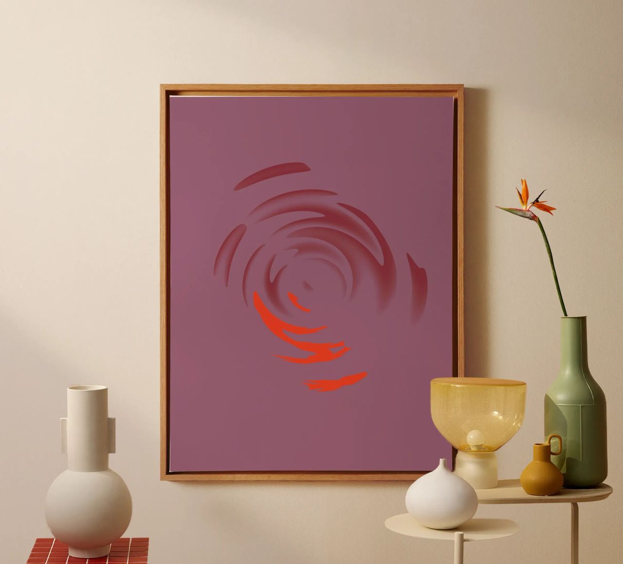 Abstract dynamic pink round circle pattern canvas by Something for you