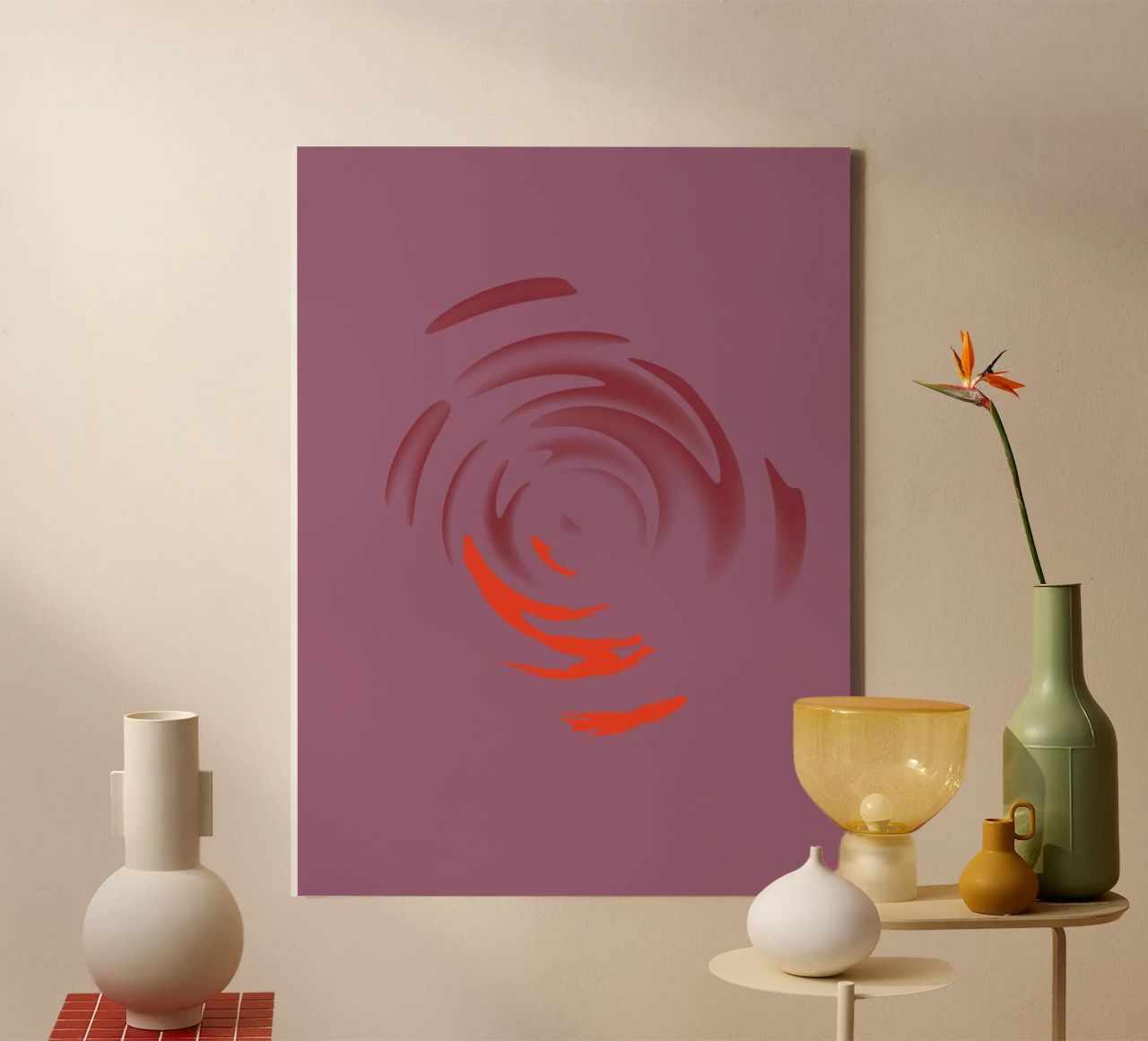 Abstract dynamic pink round circle pattern canvas by Something for you