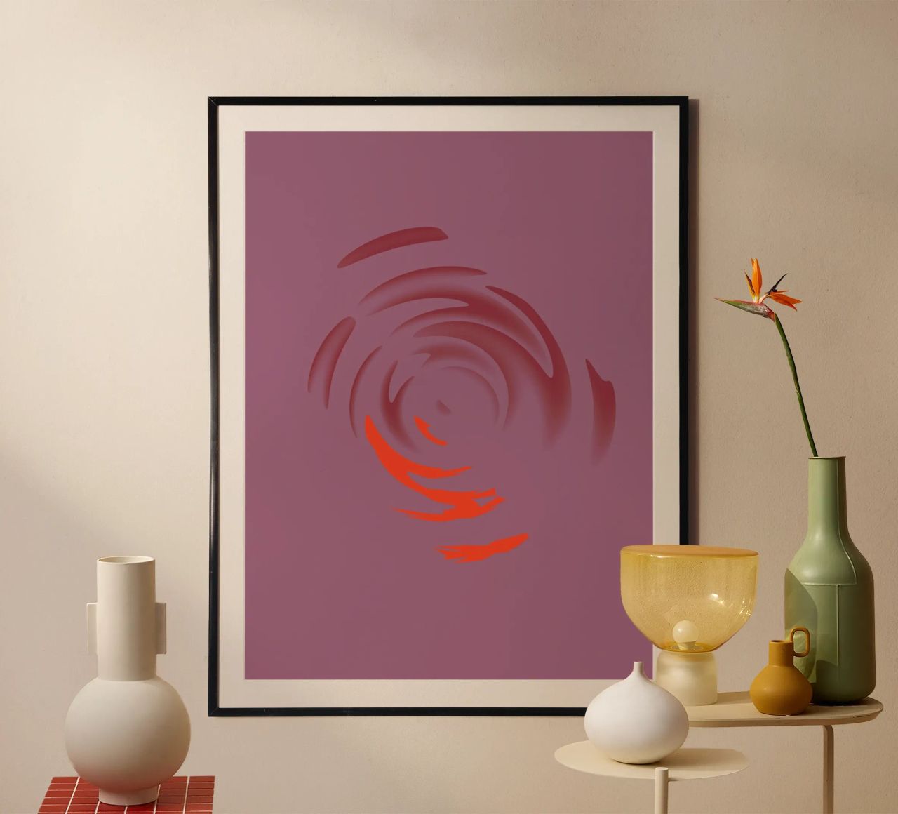 Abstract dynamic pink round circle pattern hahnemühle by Something for you
