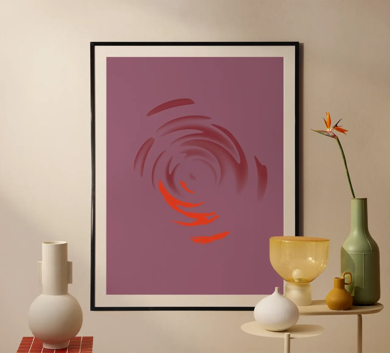 Motif abstrait rose dynamique en forme de cercle hahnemühle de Something for you