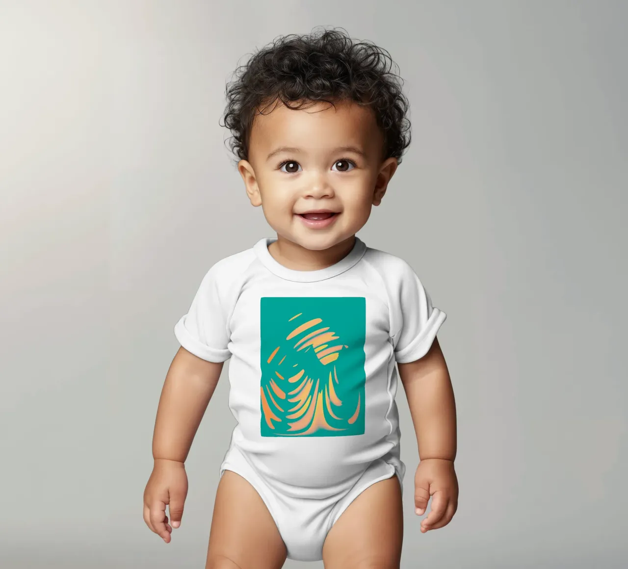 Abstraktes dynamisches pastellfarbenes Wellen Muster Kurzarm Babybody von Something for you