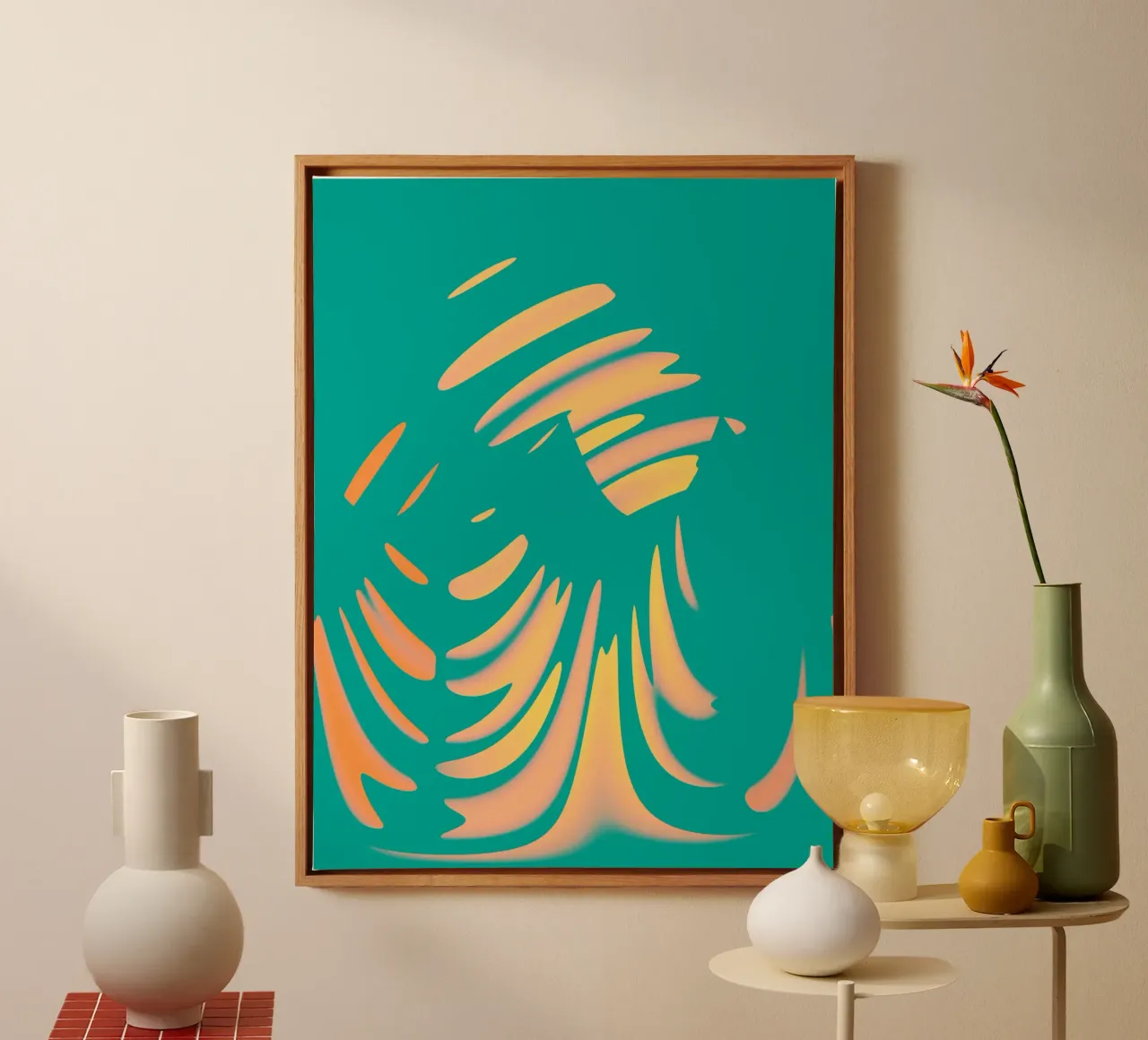 Abstract dynamic pastel-coloured wave pattern canvas by Something for you