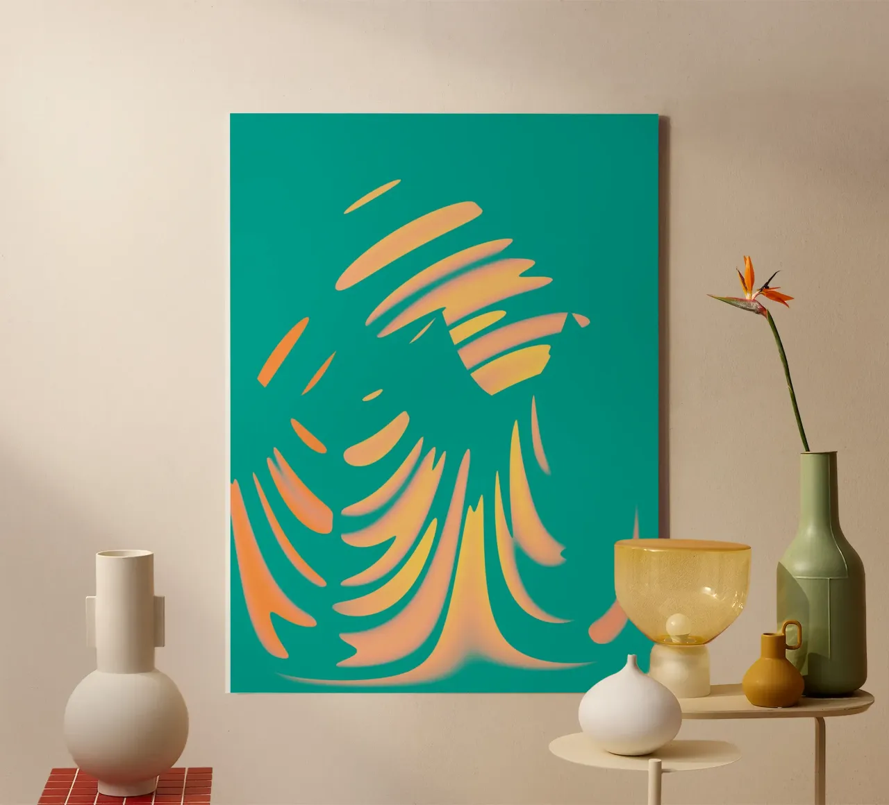 Abstract dynamic pastel-coloured wave pattern canvas by Something for you