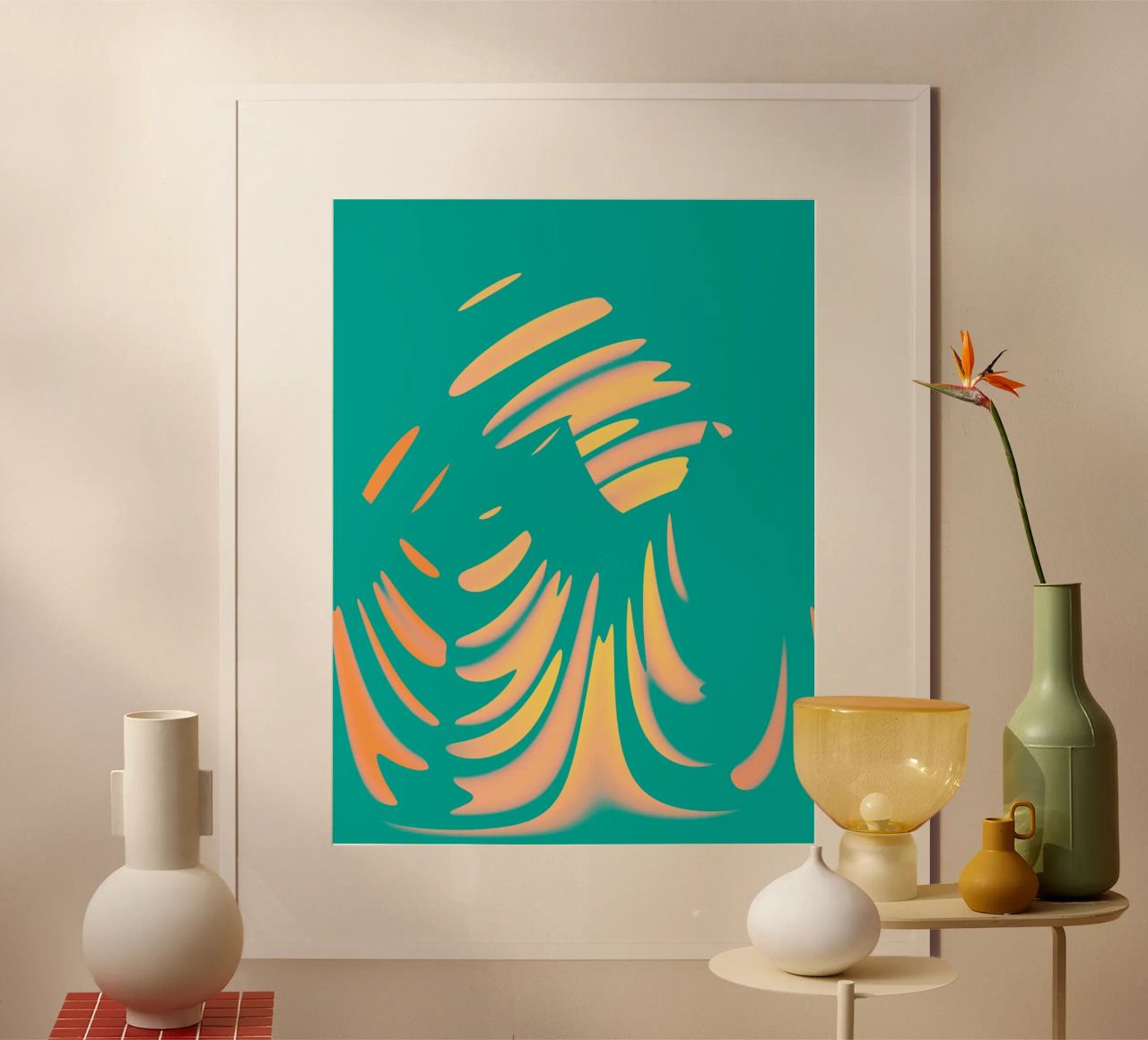 Abstract dynamic pastel-coloured wave pattern hahnemühle by Something for you