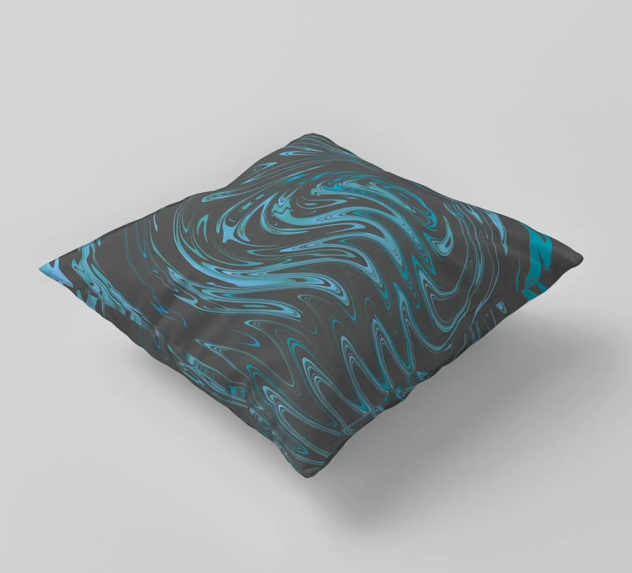 Abstract dynamic grey blue wave pattern decorative cushion by Something for you