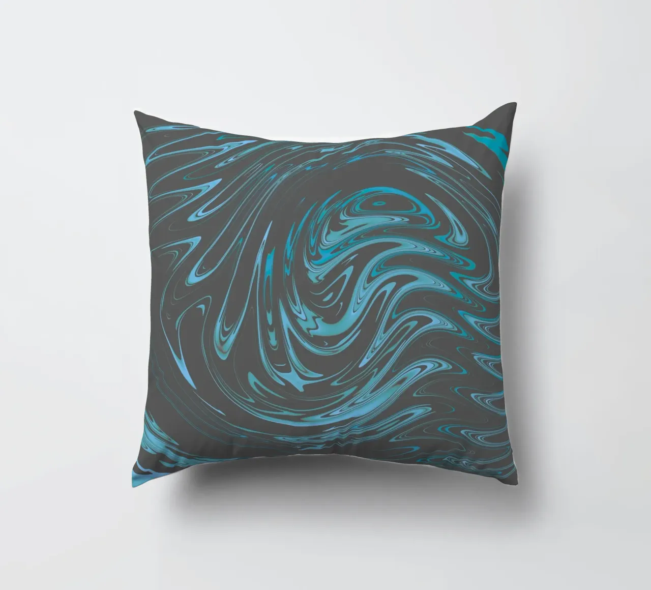 Abstract dynamic grey blue wave pattern decorative cushion by Something for you