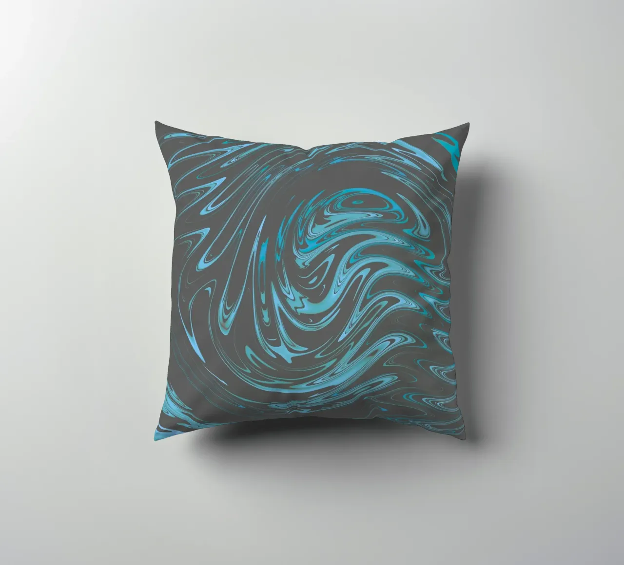 Abstract dynamic grey blue wave pattern decorative cushion by Something for you