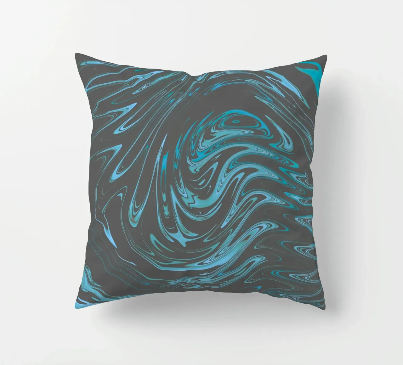 Abstract dynamic grey blue wave pattern decorative cushion by Something for you