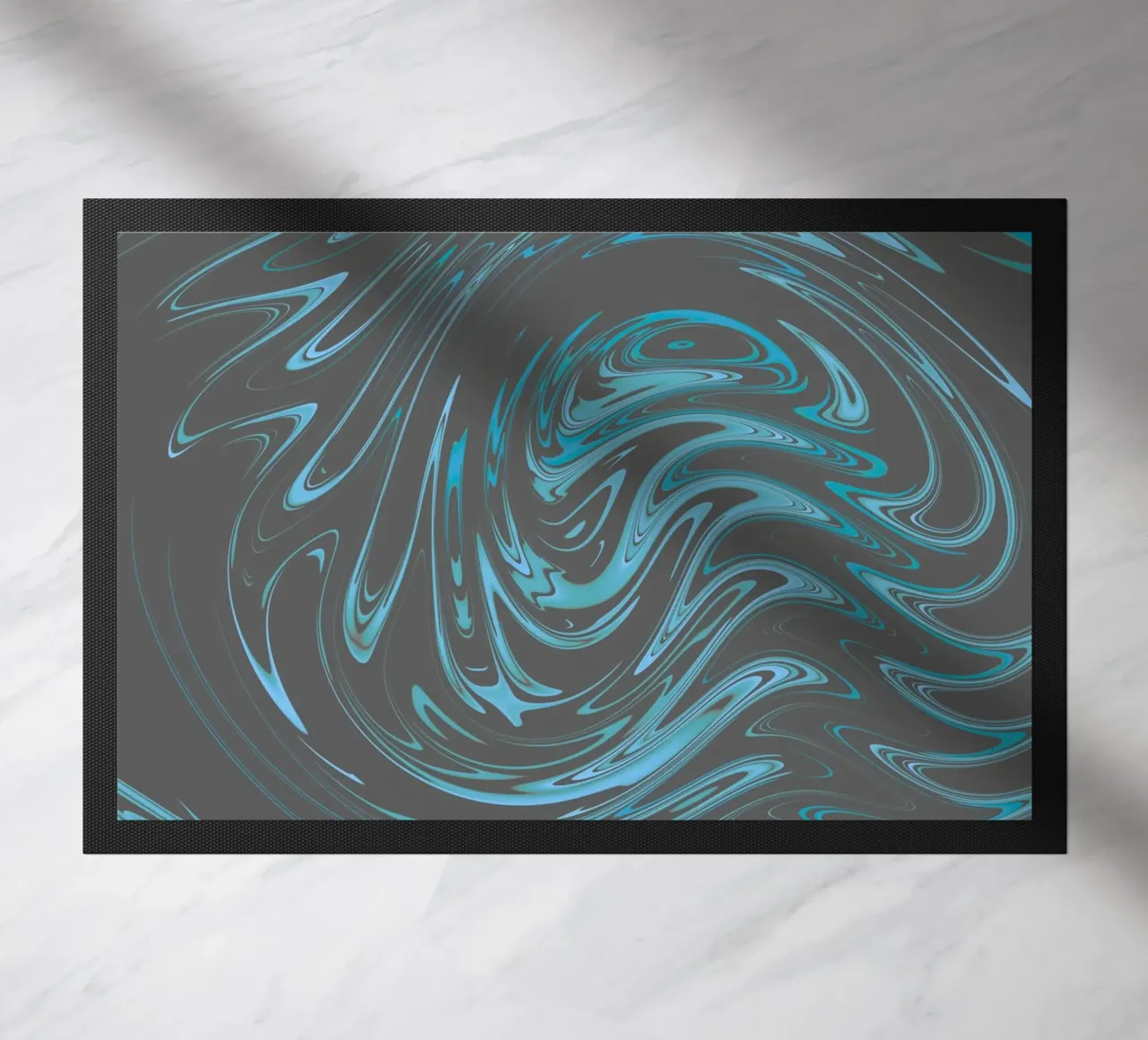 Abstract dynamic grey blue wave pattern doormat by Something for you