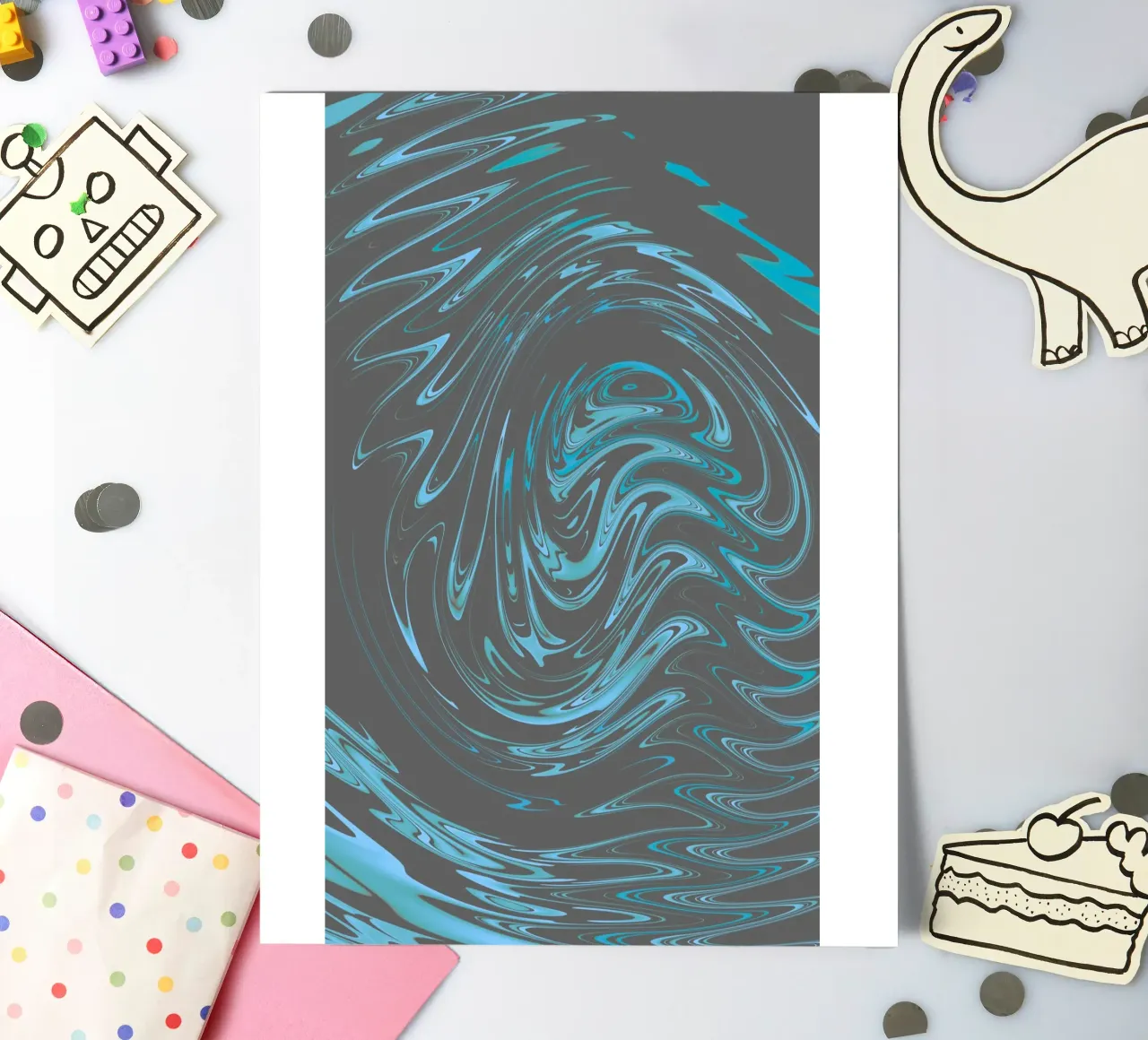 Abstract dynamic grey blue wave pattern sticker sheet by Something for you