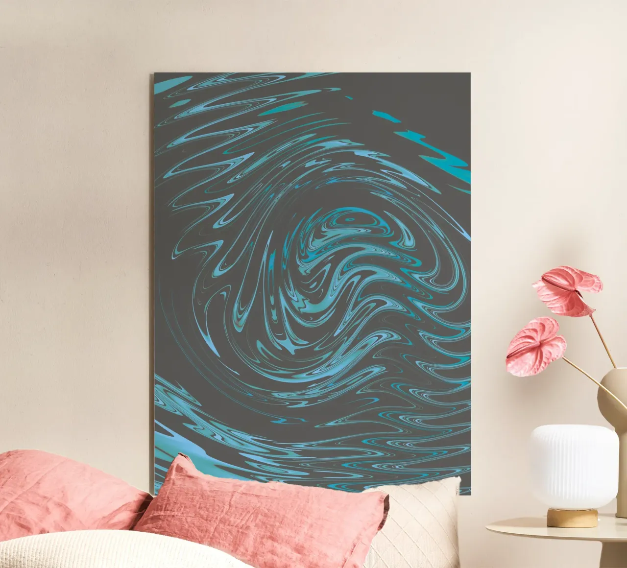Abstract dynamic grey blue wave pattern alu-dibond by Something for you
