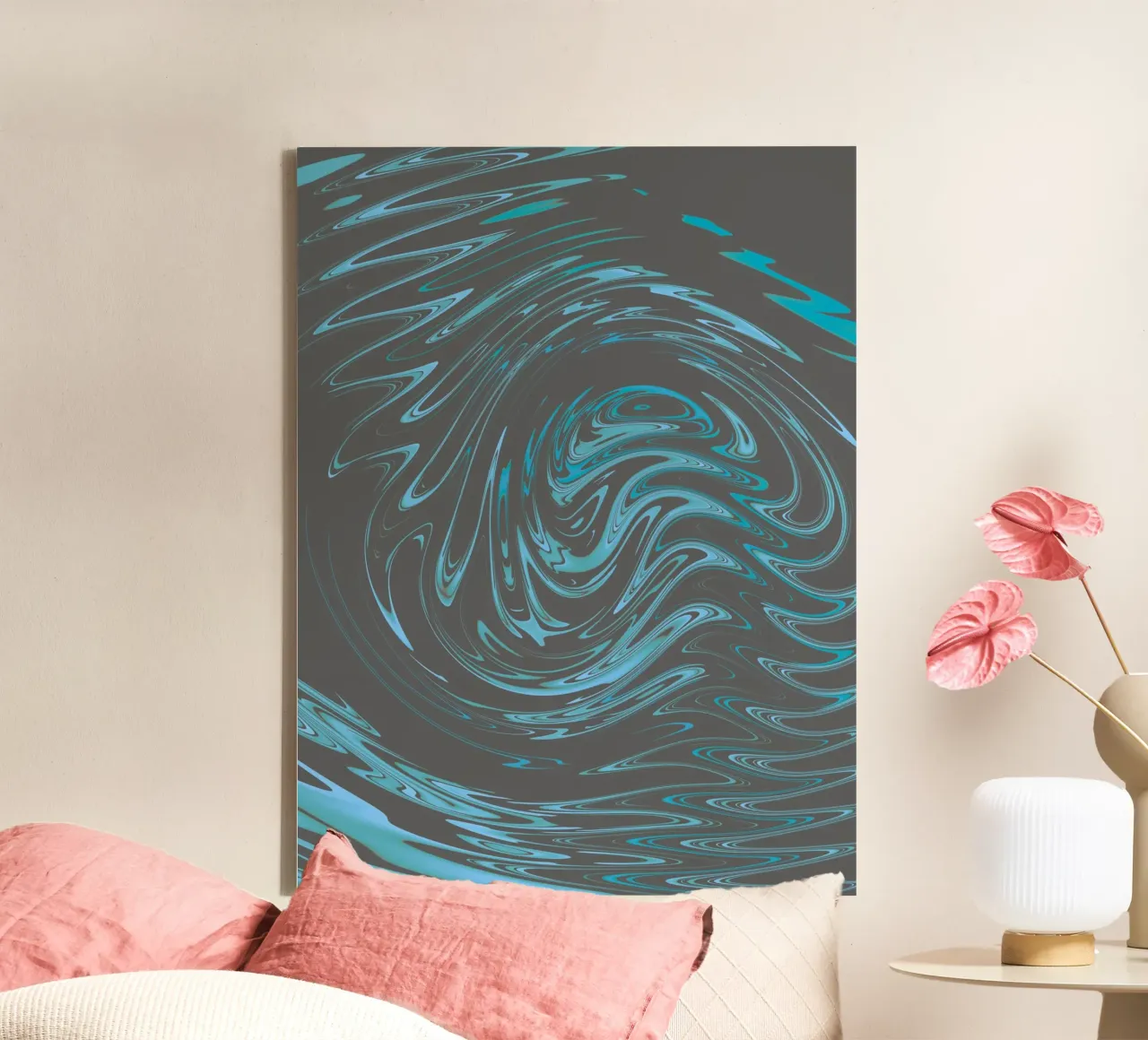 Abstract dynamic grey blue wave pattern canvas by Something for you