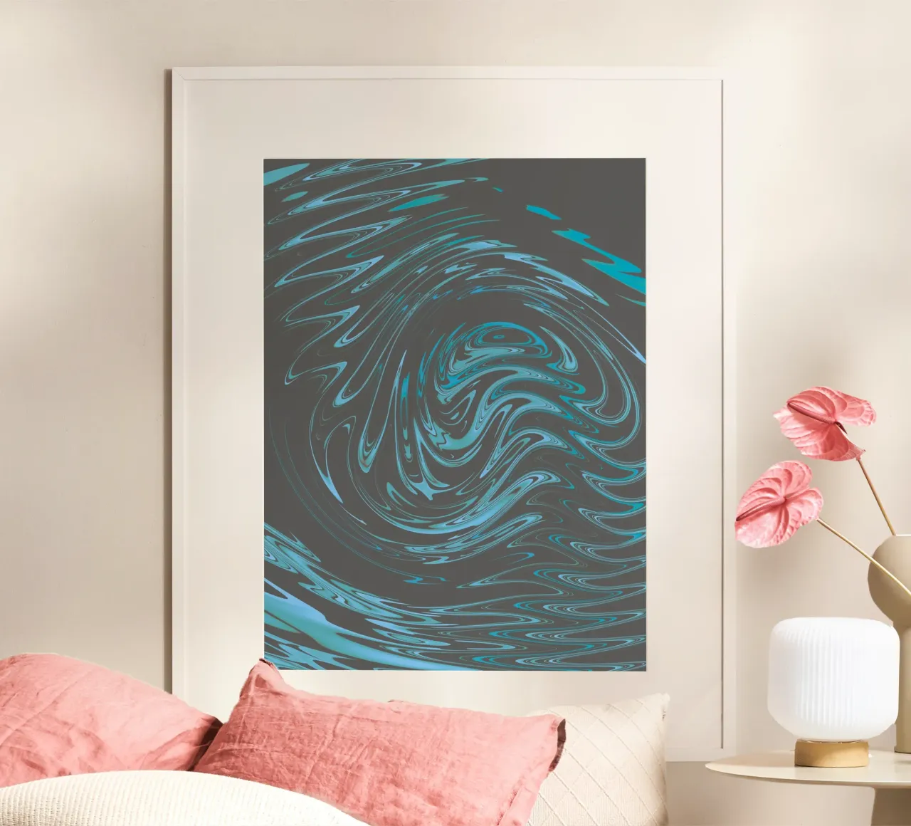 Abstract dynamic grey blue wave pattern hahnemühle by Something for you