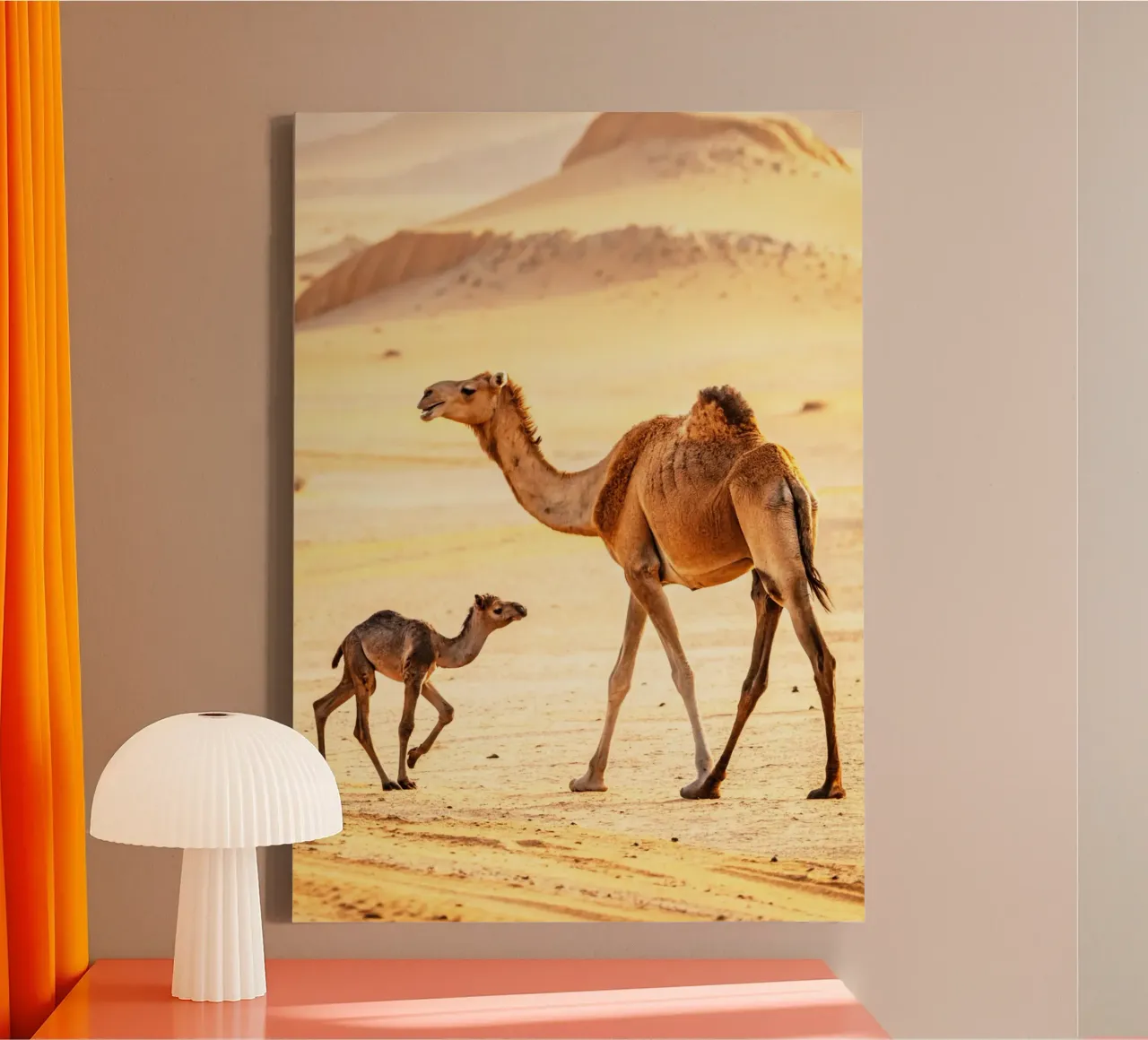 babykameel en moeder canvas met Baklijst van syabiqo