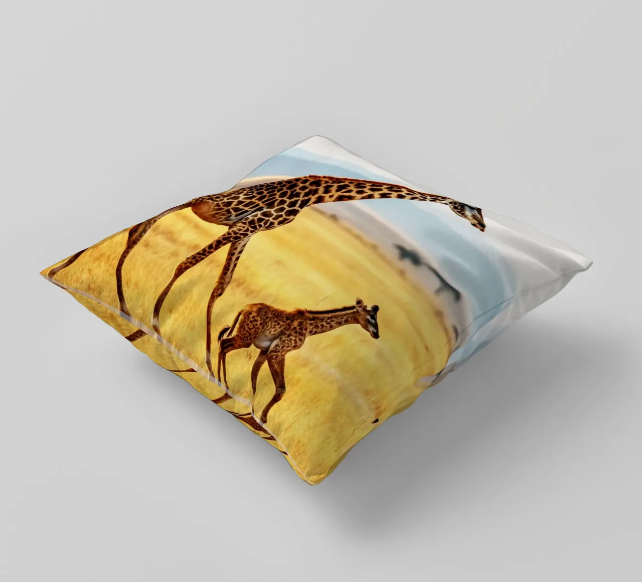baby giraffe and mom decorative cushion by syabiqo
