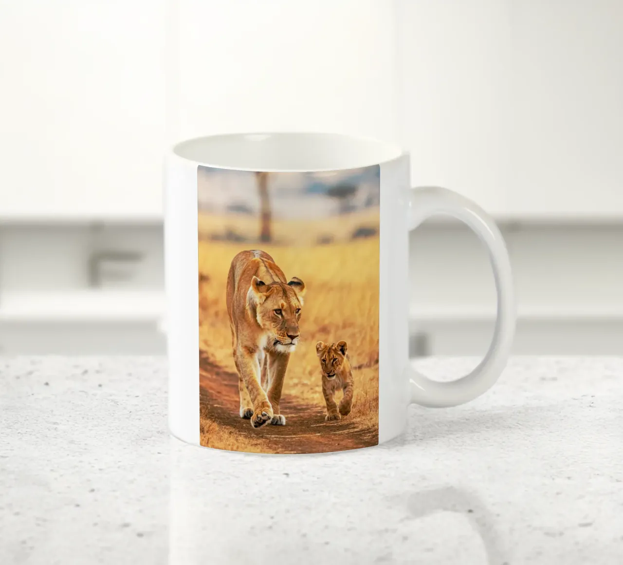 cucciolo di leone e mamma tazza in ceramica da syabiqo