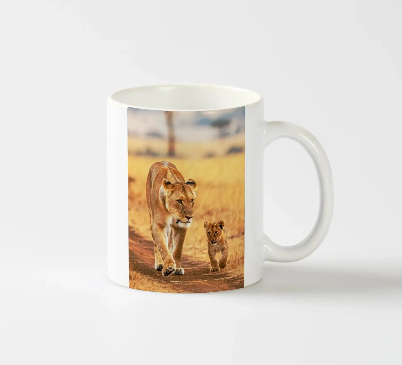 cucciolo di leone e mamma tazza in ceramica da syabiqo