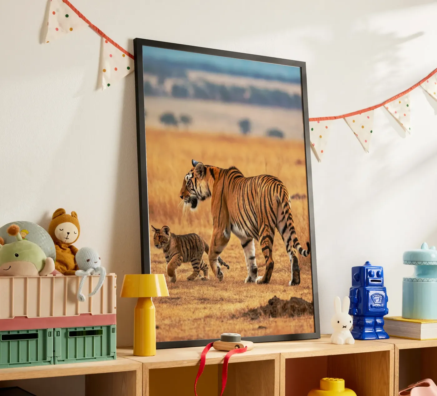 baby tiger and mom poster van syabiqo