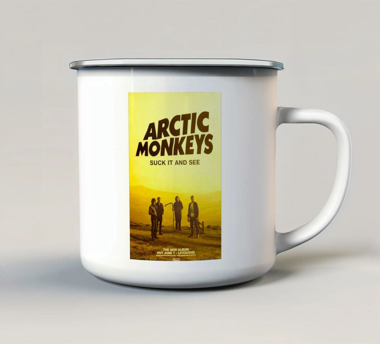 Succhia e vedi Flayer Artic Monkeys tazza in smalto da Music Life