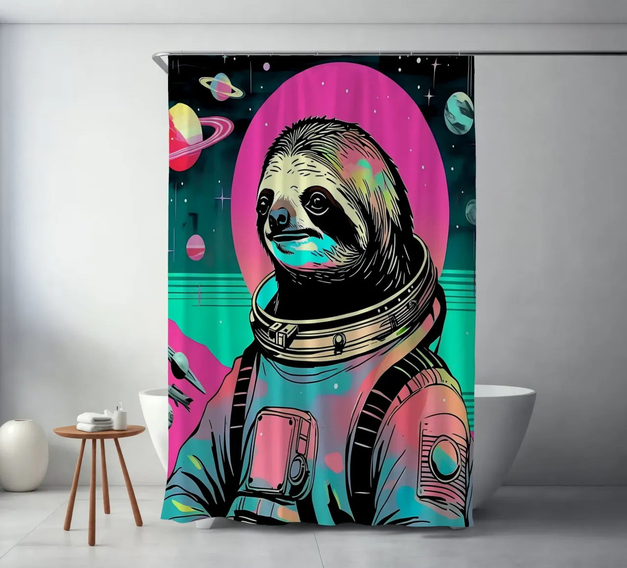 Sloth_Style_D_1 shower curtain by Tierisch bunt by LK