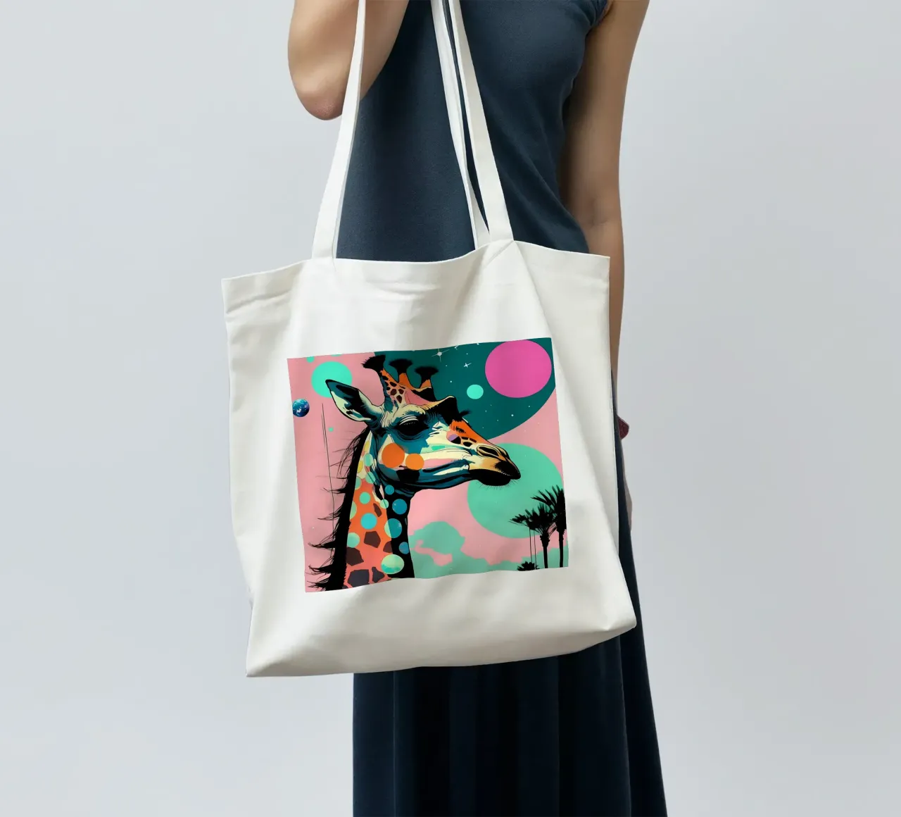 Giraffa_Stile_D_1 borsa in juta da Tierisch bunt by LK