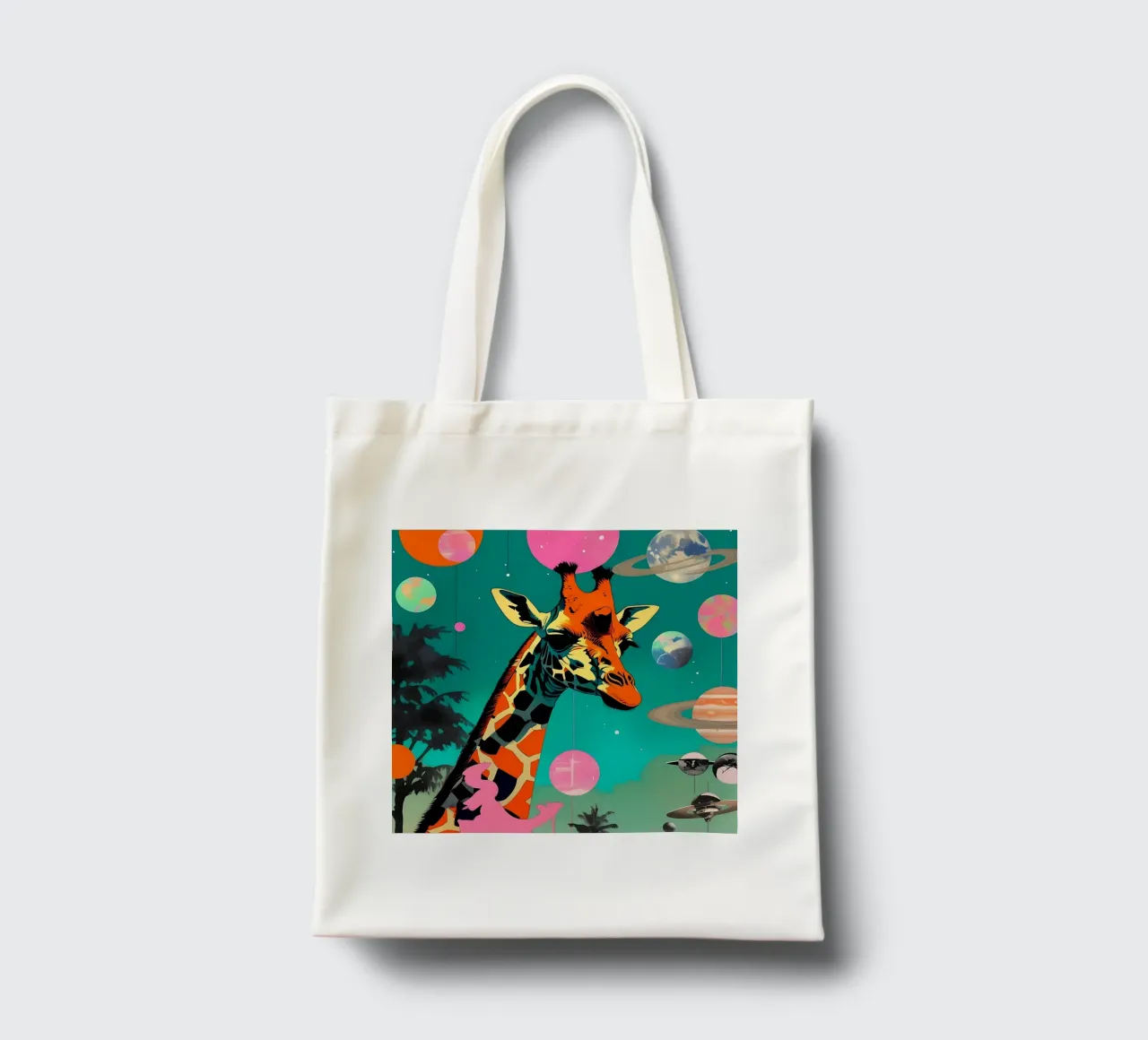 Giraffa_Stile_D_2 borsa in juta da Tierisch bunt by LK