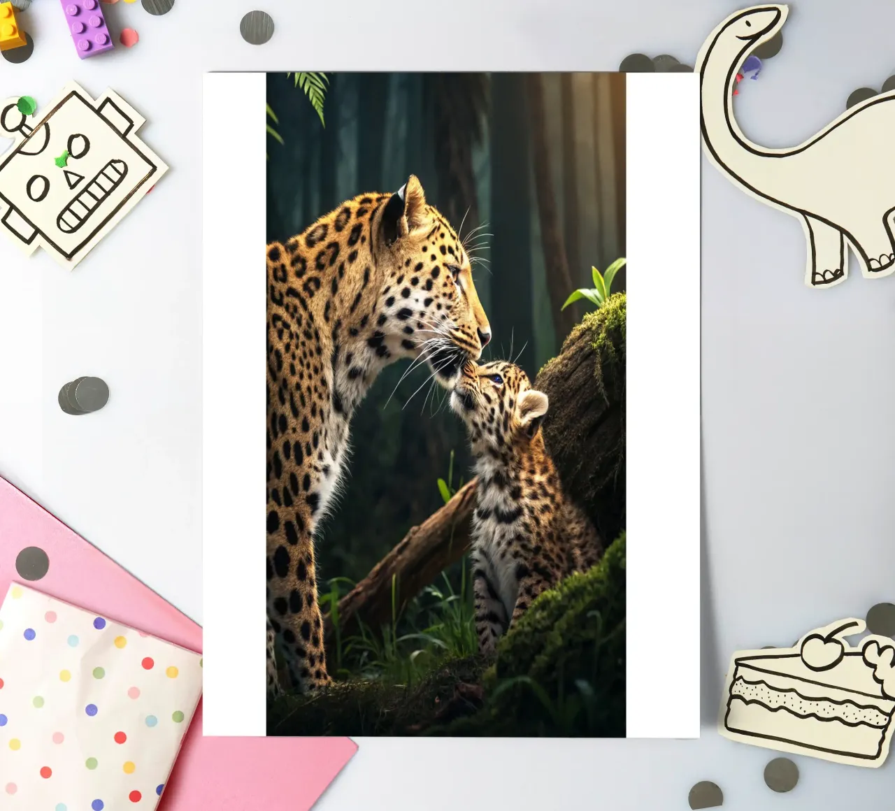 Tiger und Tigerbaby im Wald Stickerbogen von syabiqo